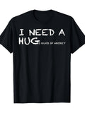 Men's Funny Whiskey T-Shirt - I Need a Huge Glass of Whiskey Graphic Tee - Heavyweight Sm Shirt - Black with White Text - Casual Everyday & Party Wear - Gift for Whiskey Lovers - Bre Same Style for Men and Women 2026 Summer Short-sleeved Printed