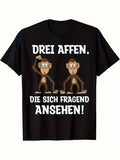 Humorous German Quote T-Shirt for Men - If Nobody Speaks Up. Featuring Monkeys - Comfortable And Breathable Daily Wear - Washable Regular Fit Black Tee - Great Gift for Celebrations And Birthdays - Available in Matching Styles for Both Men And Women